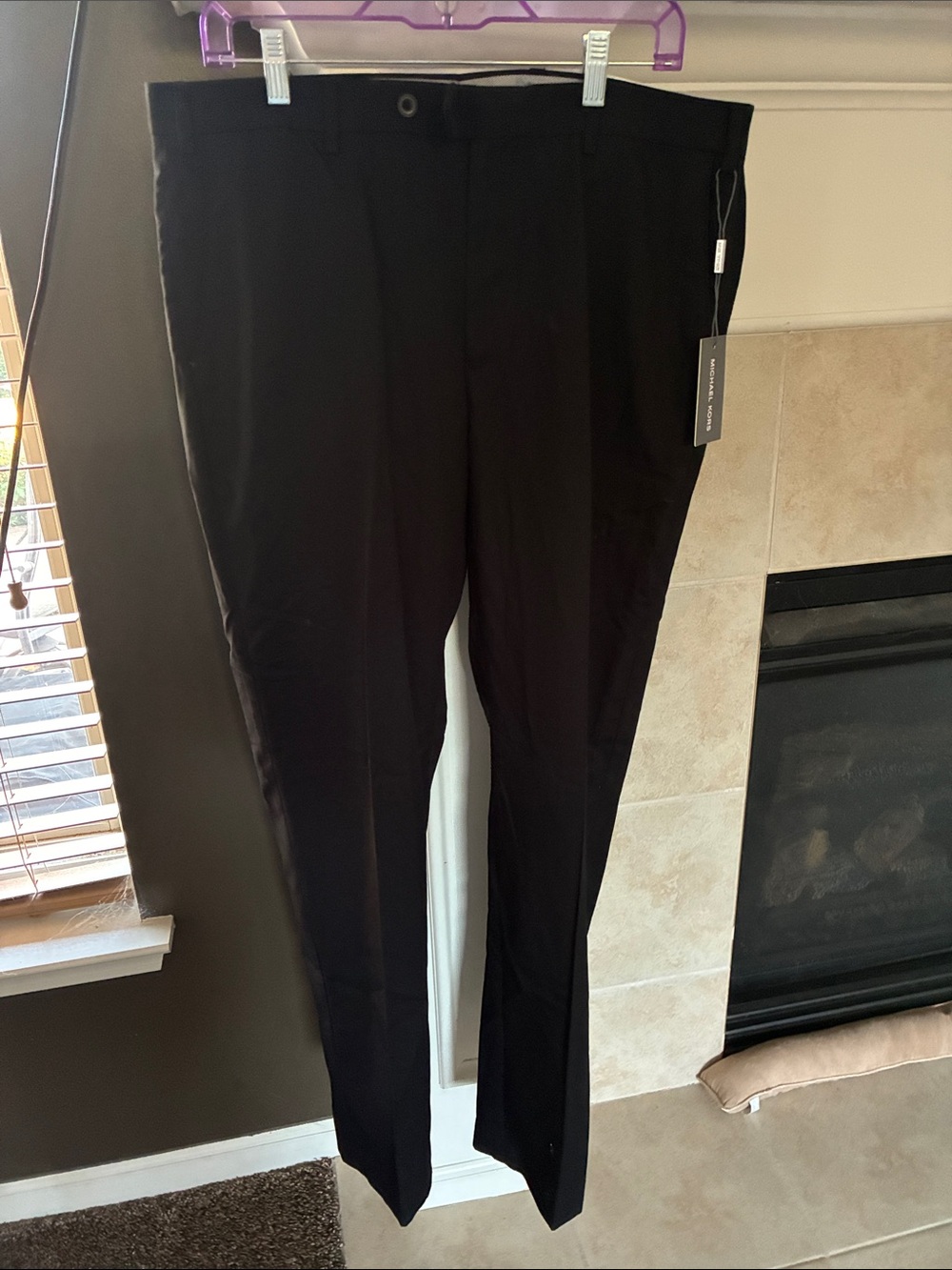 Men's Michael Kors Black Dress Pants - Classic Straight Fit   MA